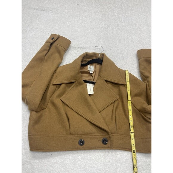 Anthropologie Maeve Ultra Cropped Trench Coat Honey Preppy Retro Size XL NWT - Picture 4 of 10
